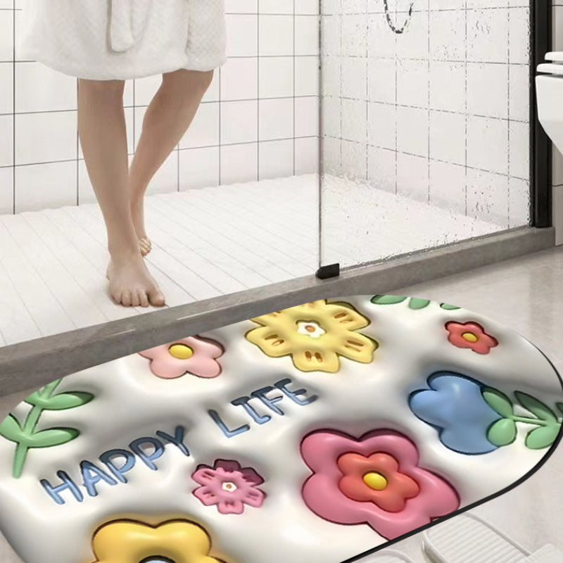 3D flower soft diatom mud absorbent floor mat