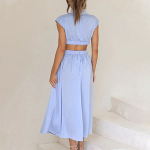 Cutout Waist Pocketed Vacation Midi Dress