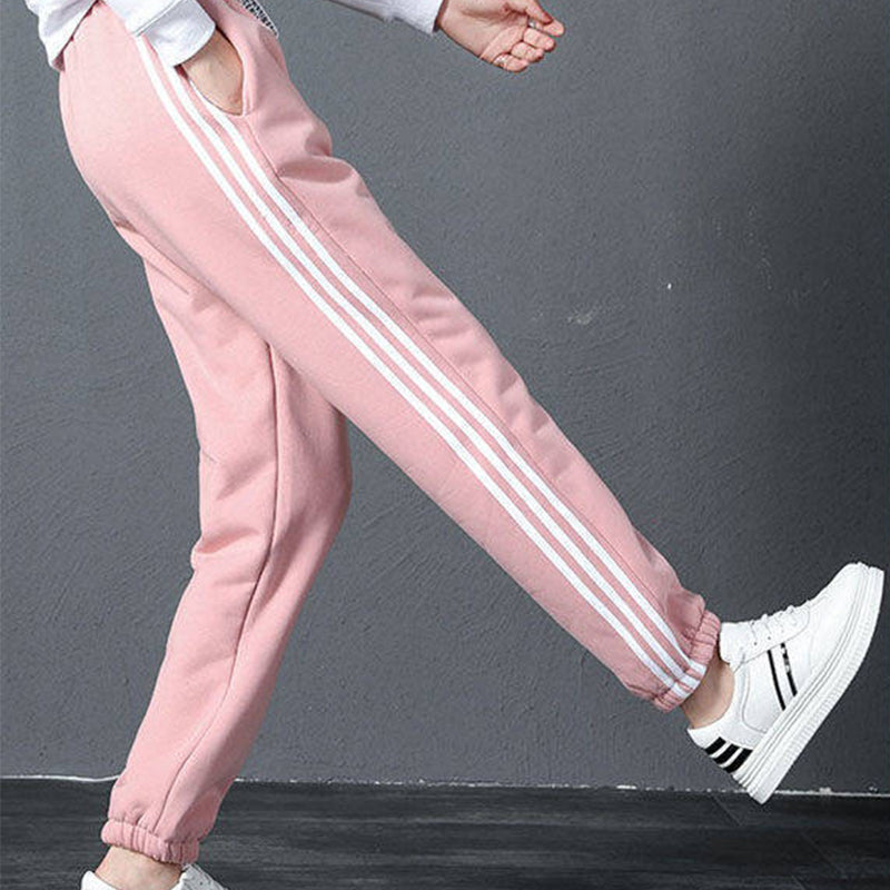 Women Warm Fleece Cotton Round Neck Solid Joggers Sweatpants