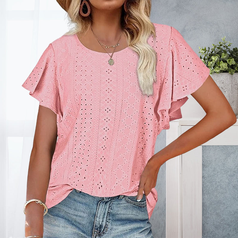 T-Shirt With Ruffle Sleeves