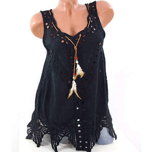 Women's All-match Round Neck Lace Hollow Camisole