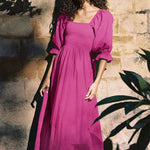 French Ruffled Lantern Sleeves Multi-wear Dress