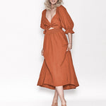 French Ruffled Lantern Sleeves Multi-wear Dress