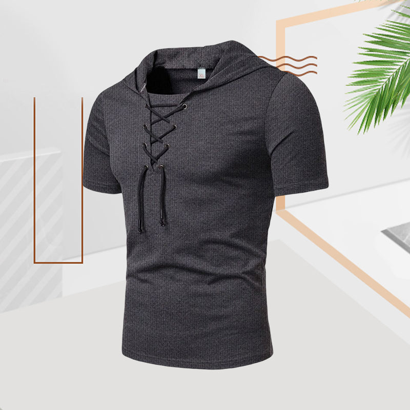 Men's casual summer drawstring t-shirt