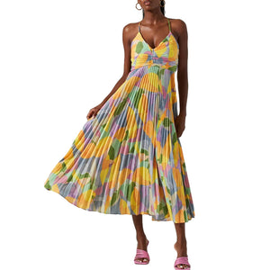 Casual Pleated Print Dress