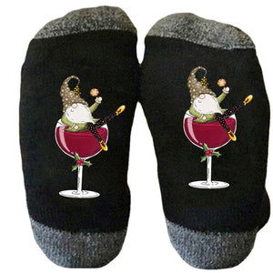 Gnome Wine Glass Unisex Crew Socks