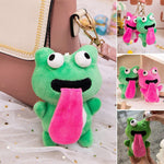 Cute Plush Animal Keychain Sticking out Tongue Frog