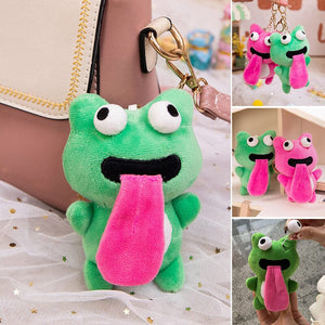 Cute Plush Animal Keychain Sticking out Tongue Frog